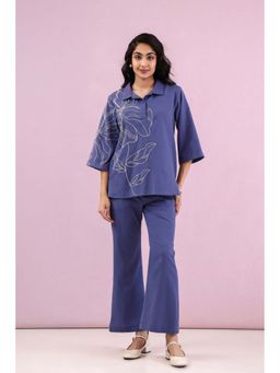 Autumnlane - Blue Rafter Ocean Embroidery Cotton Co-Ord Set
