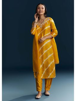 KALKI FASHION - Yellow Silk Kurta with Pant and Dupatta