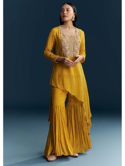 KALKI FASHION - Yellow Chinon Sharara with Kurta and Dupatta