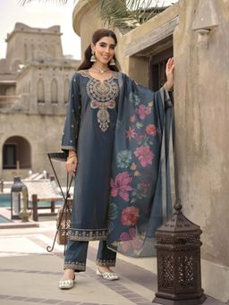Autumnlane - Teal Vishesh Kurta with Pant and Dupatta