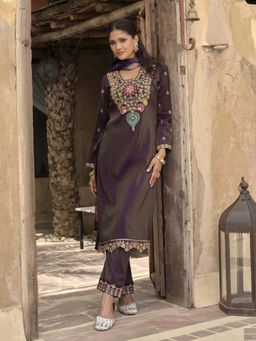 Autumnlane - Purple Vishesh Orchid Full Work Kurta with Pant and Dupatta