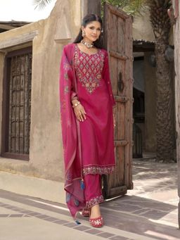 Autumnlane - Pink Vishesh Rose Full Work Kurta with Pant and Dupatta