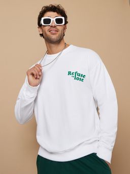 Styli - White Football Themed Front And Back Graphic Regular Sweatshirt