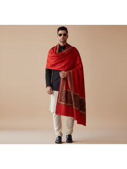 MUFFLY - Premium Woollen Embroidered Border Shawl For Men