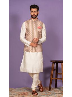 KISAH - Men Olive Kurta Jacket Set (Set of 3)