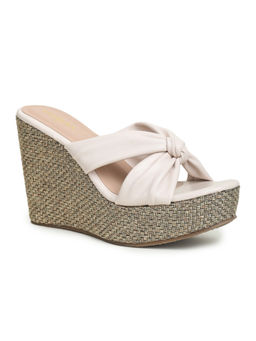 VALIOSAA - Solid Plain Cream Wedges Heels