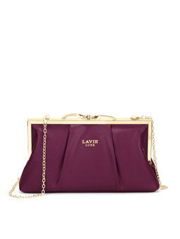 Lavie Luxe - Women Pleat 2-Compartment Frame Clutch Wine (M)
