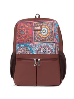 Zouk - Multicolor Mandala Print Office Backpack Brown (L)