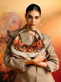 Zouk - Beige Vanya Crossbody Shoulder Bag In Auric Print