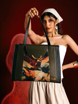 Zouk - Riva Dual-Toned Women Office Bag In Quartz Print