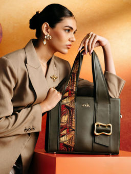 Zouk - Olive Kalki Women Office Bag In Midas Print