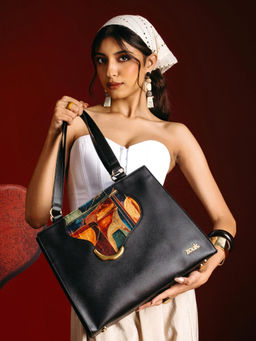 Zouk - Kanak Structured Office Bag In Sapphire Print