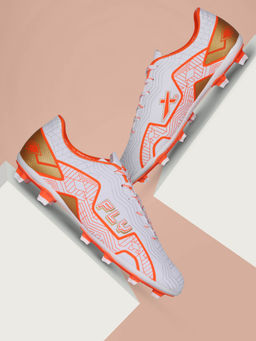 Vector X - Unisex Studded Fly Football Shoes White & Orange