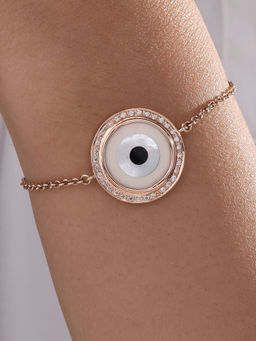 Kaj Fine Jewellery - Large Off White Evil Eye Diamond Chain Bracelet in 14KT Rose Gold