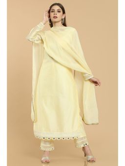 Soch - Women Yellow Chanderi Solid/plain Suit (Set of 3)