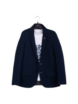 CHARCHIT - Boys Regular Fit Plain Party Wear Blazer And T-Shirt