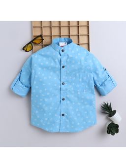 BAATCHEET - Cotton Full Sleeves Alpahbate Printed Shirt -Blue