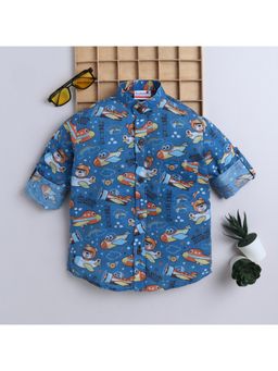 BAATCHEET - Cotton Full Sleeves Space Theme Print- Blue