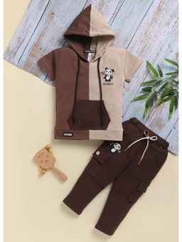 Toonyport - Boys Cotton Printed Hooded T-Shirt With Cargo Pant