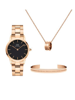 Daniel Wellington - Link RG 28mm Black Dial Watch Women Gift Set (Set of 3)
