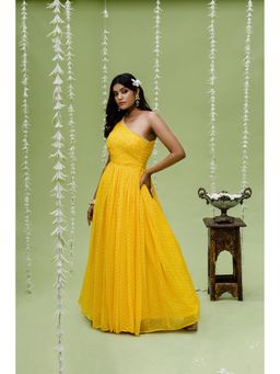 Redpine Designs - Sunny Yellow Printed Embroidered Gown