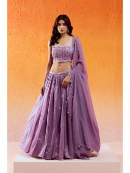 Redpine Designs - Lavender Embroidered Lehenga with Blouse and Dupatta (Set of 3)