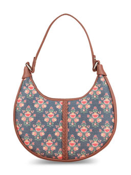 Zouk - Womens Floral Printed Handicraft Material and Vegan Leather Hobo Bag