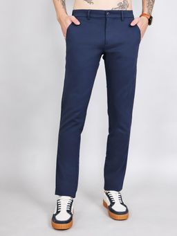 Monte Carlo - Men's Slim Fit Solid Trouser-Navy Blue