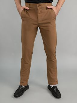 Monte Carlo - Men's Slim Fit Solid Trouser-Brown