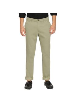 BASICS - Tapered Fit Deep Lichen Green Satin Stretch Trousers