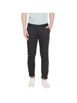 BASICS - Tapered Fit Iron Grey Printed Stretch Trouser