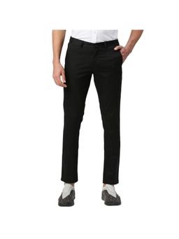 BASICS - Tapered Fit Phantom Black Cotton Stretch Trousers