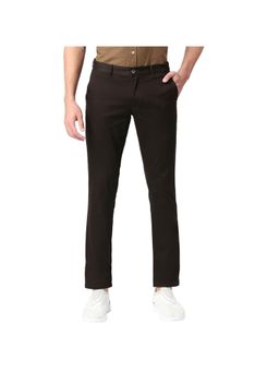 BASICS - Tapered Fit Licoricey Brown Cotton Stretch Trousers