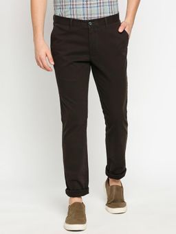 BASICS - Tapered Fit Slate Brown Stretch Trousers