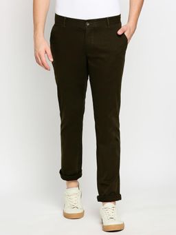 BASICS - Tapered Fit Beech Olive Stretch Trousers