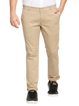 BASICS - Tapered Fit Latte Khaki Stretch Trouser