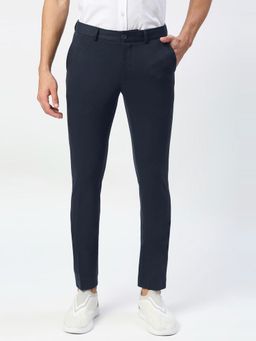 BASICS - Tapered Fit Outer Space Poly Rayon Stretch Knit Trousers