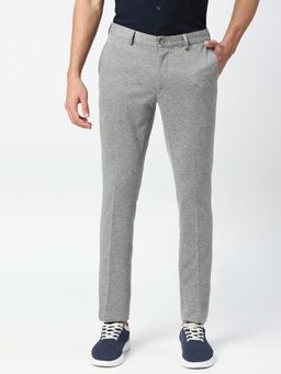 BASICS - Tapered Fit Drizzle Poly Rayon Stretch Knit Trousers