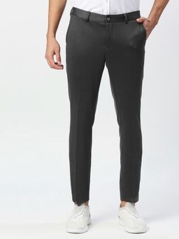 BASICS - Tapered Fit Asphalt Poly Rayon Stretch Knit Trousers