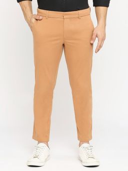 BASICS - Tapered Fit Butte rum Peach Cotton Stretch Peach Twill Trousers