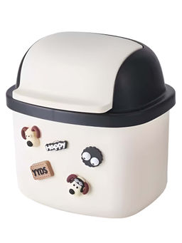 DecorTwist - Plastic Mini Table Desk Dustbin with Swing Lid For Home
