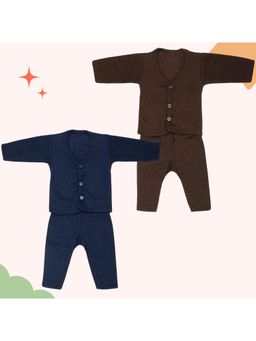 Superminis - Multi-Color Wool Textured 2 Thermal Top With 2 Thermal Pant (Pack of 4)