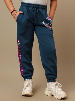 Kidsville - Official Hello Kitty Graphic Printed Regular Fit Blue Jogger For Girls