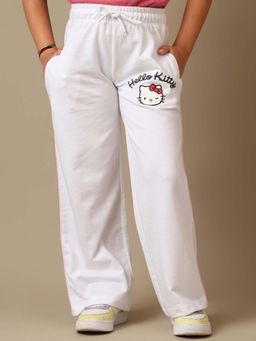 Kidsville - Official Hello Kitty Graphic Printed Relaxed Fit White Jogger For Girls