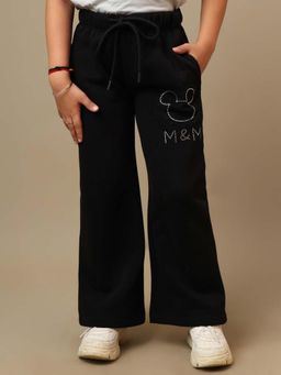 Kidsville - Official Mickey & Friends Graphic Printed Relaxed Fit Black Jogger For Girls