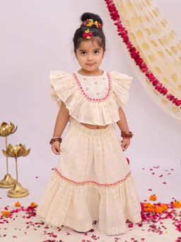 MUD KID - Cream Cotton Printed Lehanga With Choli