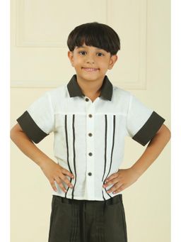 LH - Off White Linen Stripes Shirt