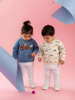 Oh My Bebe - Farm & Tractor Print Organic Cotton Kids Sweatshirts (Pack of 2)