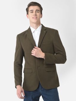 CRIMSOUNE CLUB - Men Olive Single-breasted Blazer