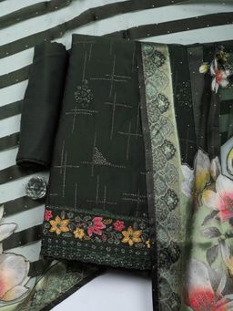 MEENA BAZAAR - Sequence Green Georgette Unstitched Kurta with Pant and Dupatta